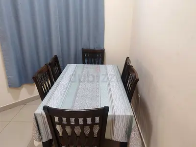 Solid Wood 6-Seater Dining Table with Chairs