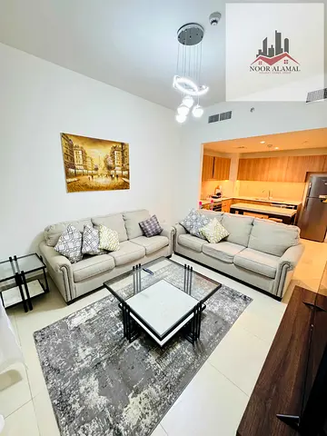 Sharjah, Al Mamzar, Maryam Island, one bedroom and living room, large area, ready for immediate occupancy. Price: 6000 AED including internet, parking