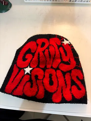 Red and Black Gravty Visions Graphic Beanie Hat