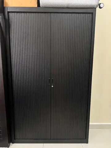 Black Tambour Door Storage Wardrobe