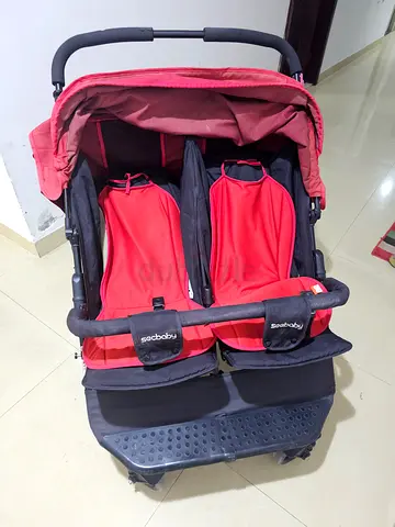Seebaby Double Seat Stroller in Red and Black