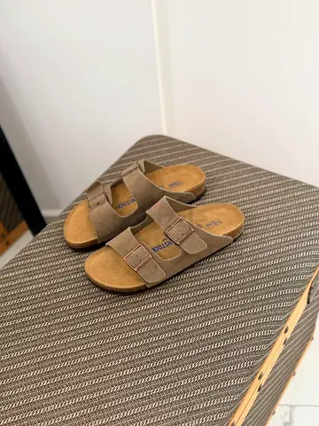Brand new brown suede double-strap sandals (unisex) - comfortable slip-ons