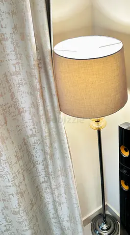 Tall floor lamp with fabric shade — Excellent condition
