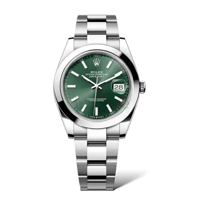 Rolex Oyster Perpetual Datejust Mens Stainless Steel Watch (Green Dial)