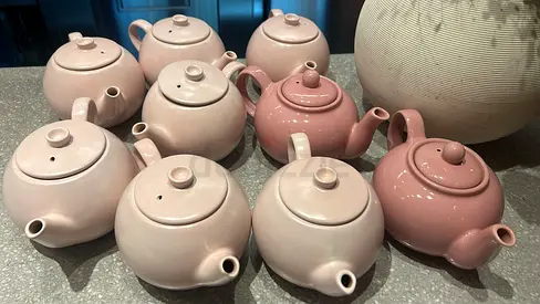 Set of 9 Ceramic Teapots  cups  - Assorted Shades, Good Condition