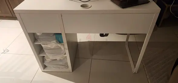 IKEA White modern study desk with drawer and cabinet - good condition