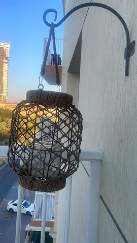 Wicker rattan hanging lantern pendant light - rustic outdoor/indoor