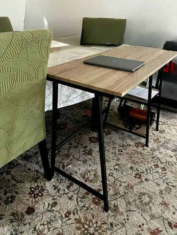 Simple wooden study/office table with metal legs