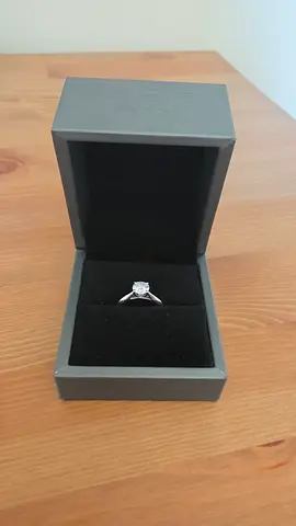 Solitaire engagement ring in presentation box — classic design. 5.5 ring size.