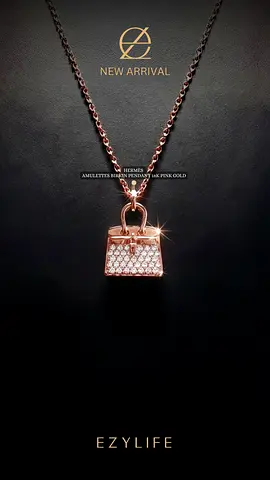 Hermes rose gold/ diamond birkin necklace