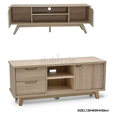 Wooden TV Console Cabinet - 120cm, Light Oak