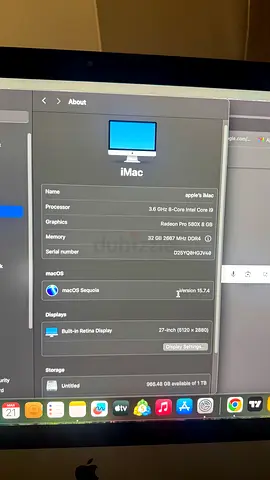 Apple iMac 27-inch Retina (2017-ish) — 3.6GHz Core i9, 32GB RAM, 1TB HDD/SSD