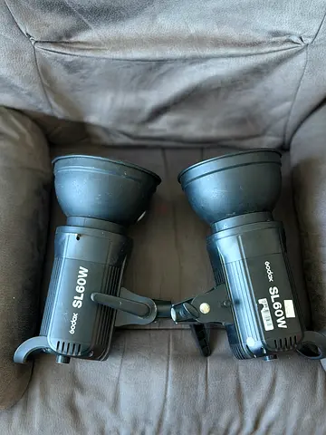 Pair of Godox SL-60W LED Video Lights with Soft boxes - Good Condition