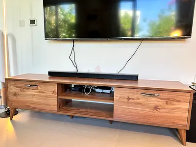 Mid-century Modern Wooden TV Console / Entertainment Unit - Walnut Finish