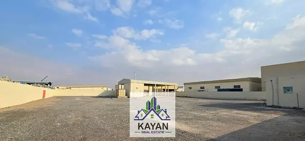 Industrial land for rent in Umm Al Quwain, 29,000 sq ft, office, staff rooms, 35kW ready .