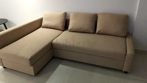 Ikea Beige L-shaped Fabric Sofa with Chaise