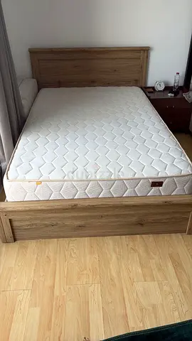 Wood-effect double bed frame with mattress - amazing condition