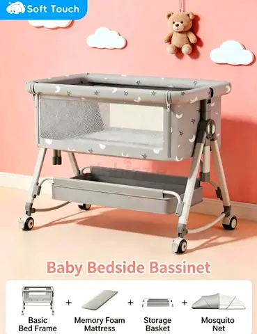 Baby bassinet / cradle with canopy and mosquito net - good condition