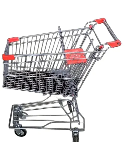 Commercial Supermarket Shopping Cart - Heavy Duty Steel, 2-Tier Basket