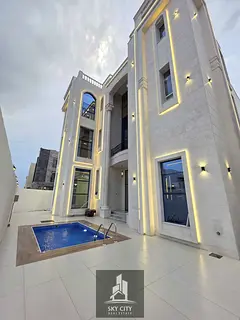 Luxury Classic Villa for Sale in Al Zahia, Corner of Two Streets, Luxurious Design, with Registratio