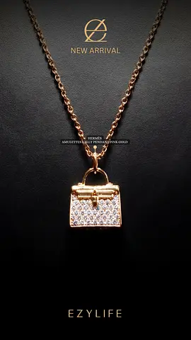 Hermes rose gold / diamond kelly necklace