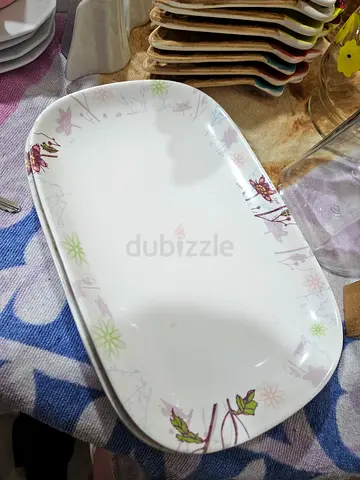 Set of 2 Rectangular Floral Serve Plates - Lightly Used