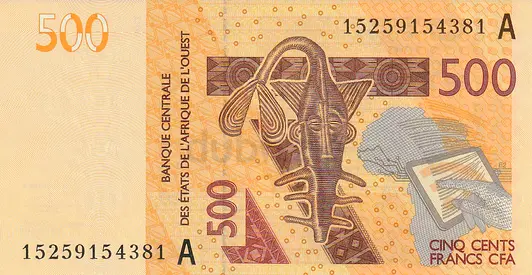 IVORY COAST (WEST AFRICAN STATES) 500 FRANCS BANKNOTE 2012