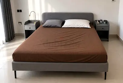 Modern Upholstered Bed Frame with Matching Nightstands dressing table with mirror