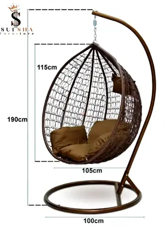 Hanging Egg Chair with Stand - Rattan Style Outdoor/Indoor Swing