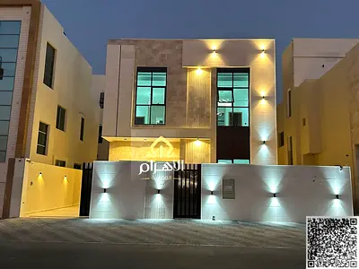The price includes registration and ownership fees. Excellent location. Freehold villa for sale in Ajman. Modern design with a stone facade and very l