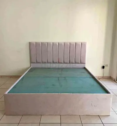 Modern Upholstered Bed Frame with Padded Headboard