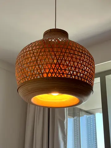 Ikea Handmade Rattan Pendant Light - Natural Woven Ceiling Lamp ,45 cm