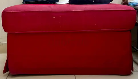 Red Upholstered Storage Ottoman / Footstool - Good Condition