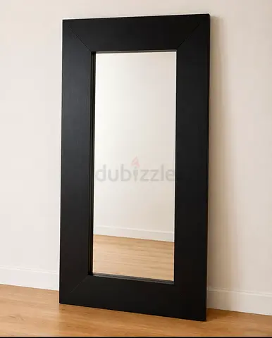 Full-Length Black Framed Floor Mirror - Modern, Leaning Style