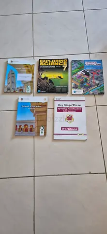 Set of five secondary school textbooks (Year 7) - Science, Islamic, Computing and English (used)