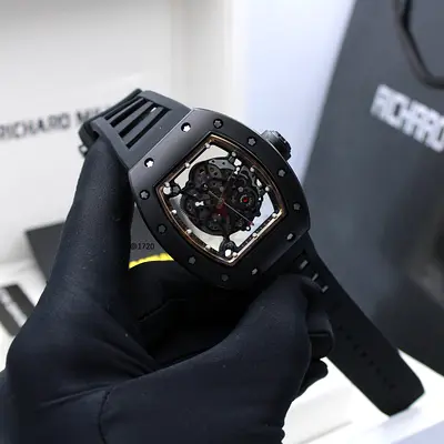 Richard Mille-style Skeleton Black Sports Watch with Rubber Strap (Unisex)