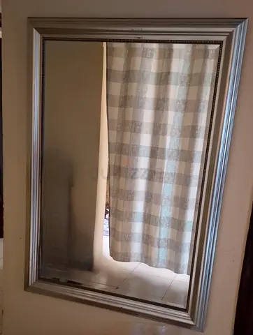 Large Silver Framed Wall Mirror - Good Condition