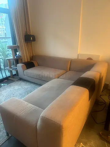 L-Shape Sectional Sofa – 245x245cm | Light Beige | Good Condition