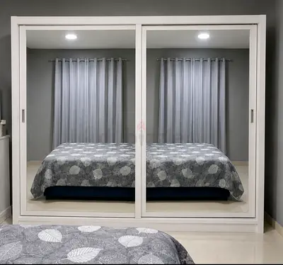 White Sliding Door Wardrobe with Full-Length Mirrors - 2.2m