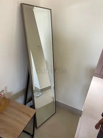Full-length Leaning Floor Mirror with Metal Frame