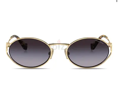 Miu Miu Gold Frame Oval Gradient Sunglasses