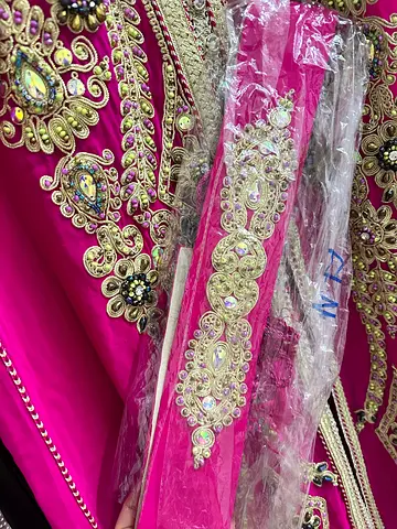 Fuchsia Embellished Traditional Womens Dress with Matching Belt/Trim