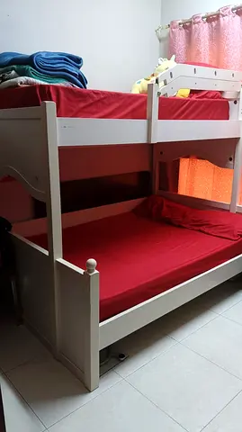 White Wooden Bunk Bed - Sturdy Twin Over Full