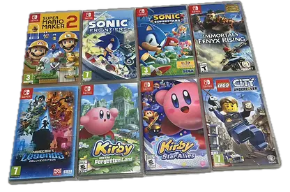 Lot of 9 Nintendo Switch Games including Kirby, Sonic and Mario Maker 2