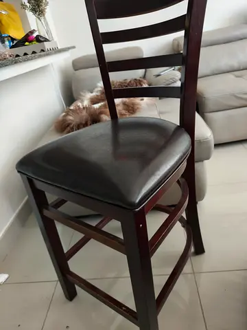 Wooden leather stool