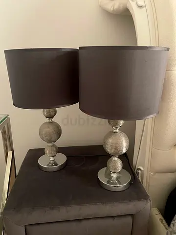 Set of Grey Small Lamps with Bulbs