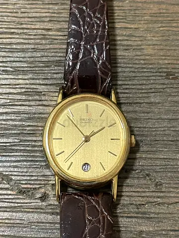 Seiko Classic Gold Dial  Watch with Brown Leather Strap