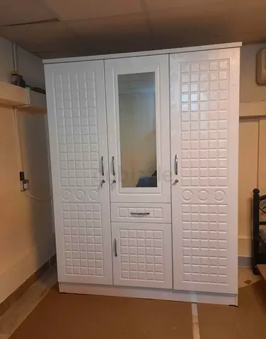 White 3-Door Wardrobe with Mirror and Drawer - Brand new