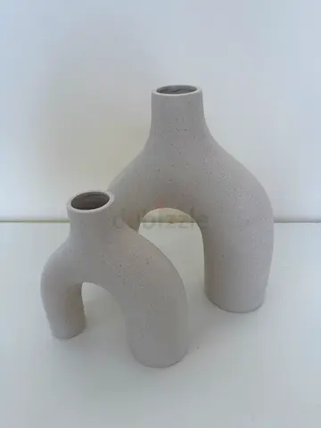 Modern Ceramic Sculptural Vase - Neutral Sand Finish