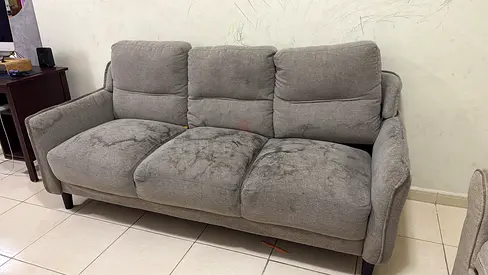 3-Seater Grey Fabric Sofa